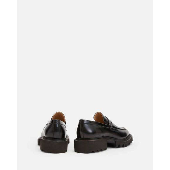 AllSaints Womens Lola Leather Loafers in Black 9 with Box Penny Oxford Shoes - Picture 12 of 16